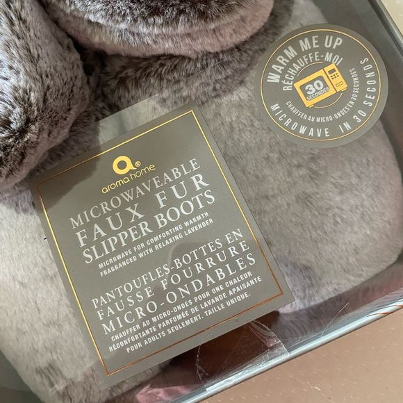 Microwaveable Faux Fur Slipper Boots - Picture 2 of 6